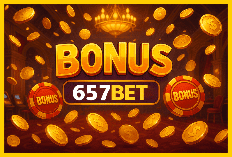 Imagem promovendo bônus 657BET com recompensas imperdíveis.